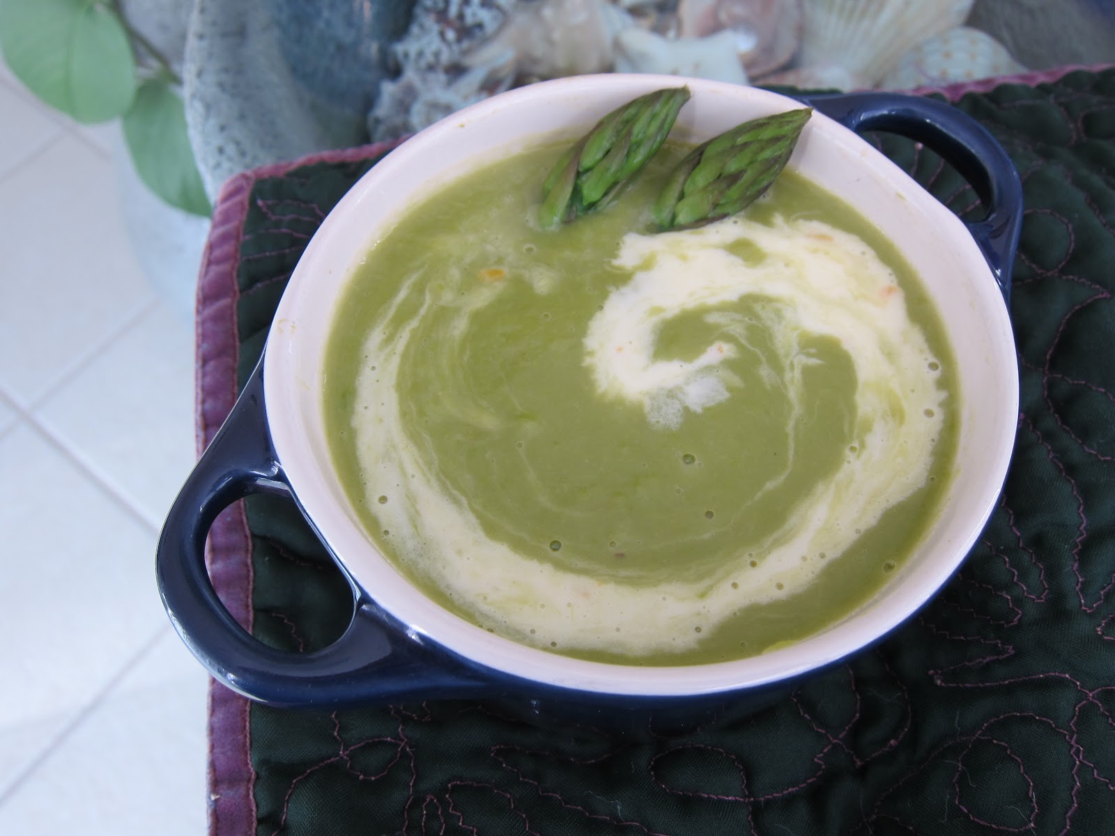 Cosmic Cooking Asparagus Soup with Orange Crème Fraîche