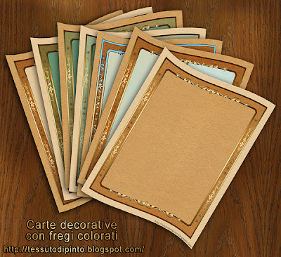 7 carte decorative con fregi colorati
