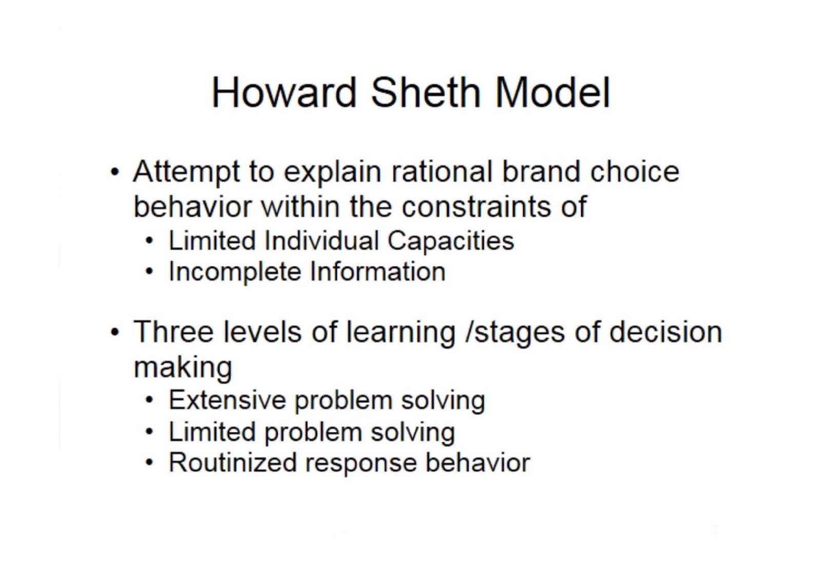 AR VTU MBA E-NOTES: Howard Sheth Model