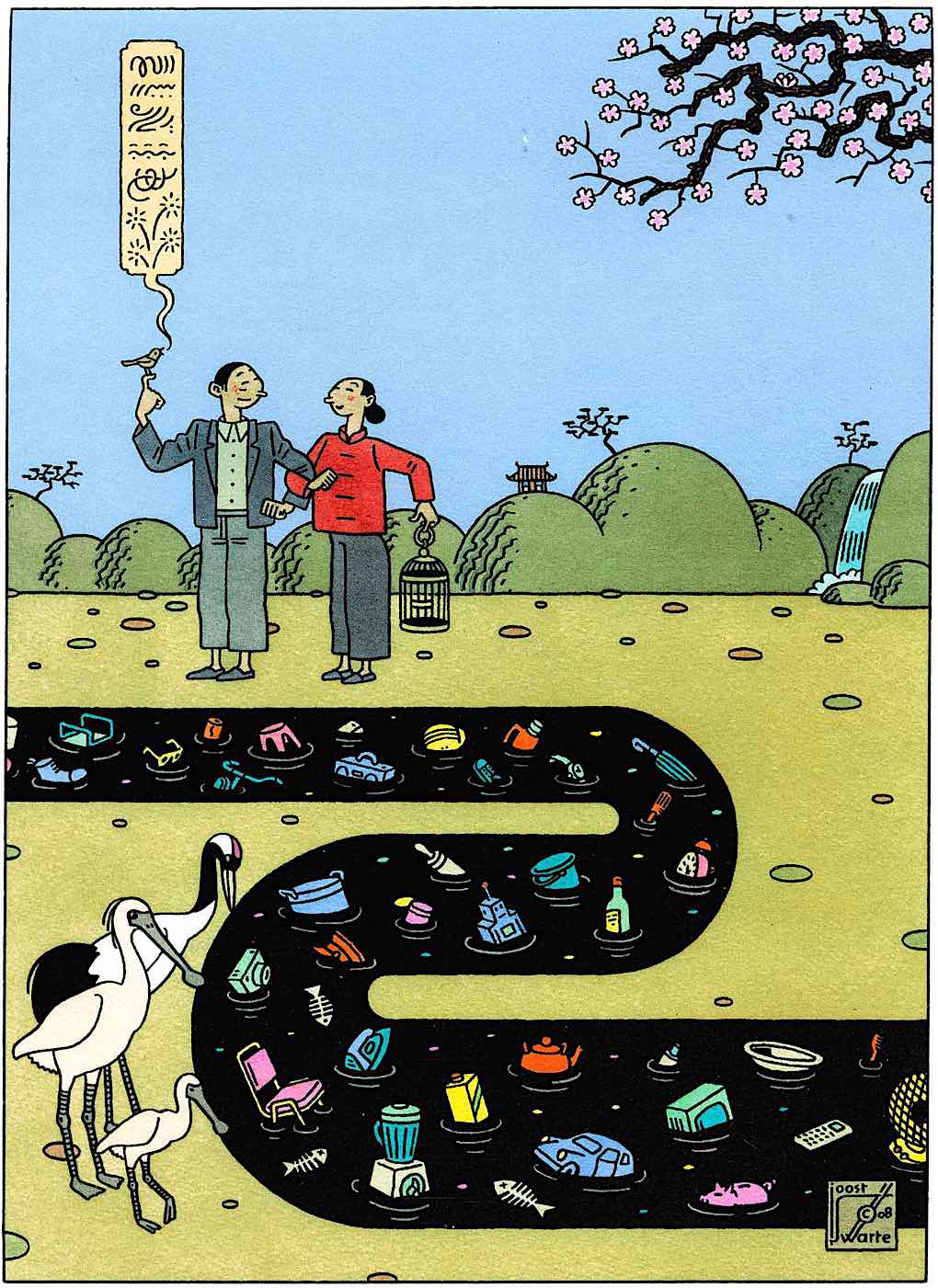 Joost Swarte illustration a Joost Swarte illustration, river of consumerism