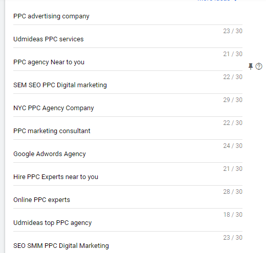 set headlines in Google Ad for UDMIDEAS