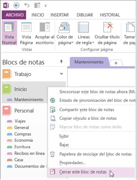 Crear, eliminar y mover un bloc de notas en Onenote - Ideas Pro
