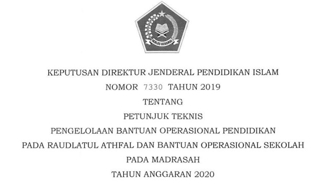 Download Juknis BOS Madrasah 2020 (MI MTs dan MA)