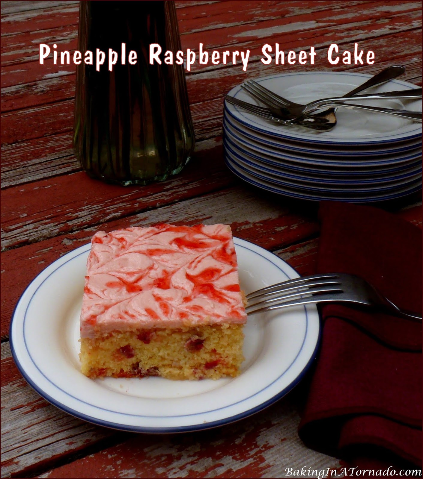Baking in a Tornado: Celebrate Pink with Pineapple Raspberry Sheet Cake