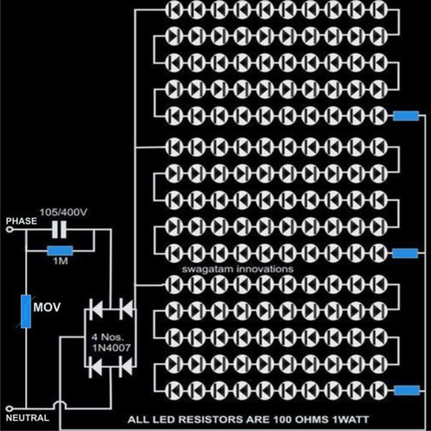 Simple LED Tubelight Circuit - Explained Comprehensively ~ Electronic