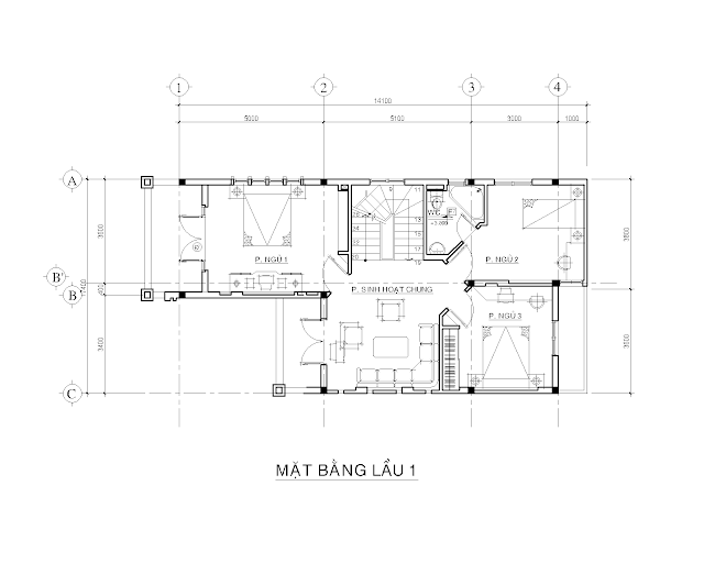 Bản vẻ mặt bằng lầu 1 biệt thự Hương chữ mặt bằng lầu 1 biệt thự Hương chữ