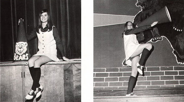 B&W Photographs of Cheerleaders in 1960s - 70s ~ vintage 