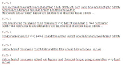 Contoh Soal Makna kata, istilah, ungkapan dalam teks laporan hasil
