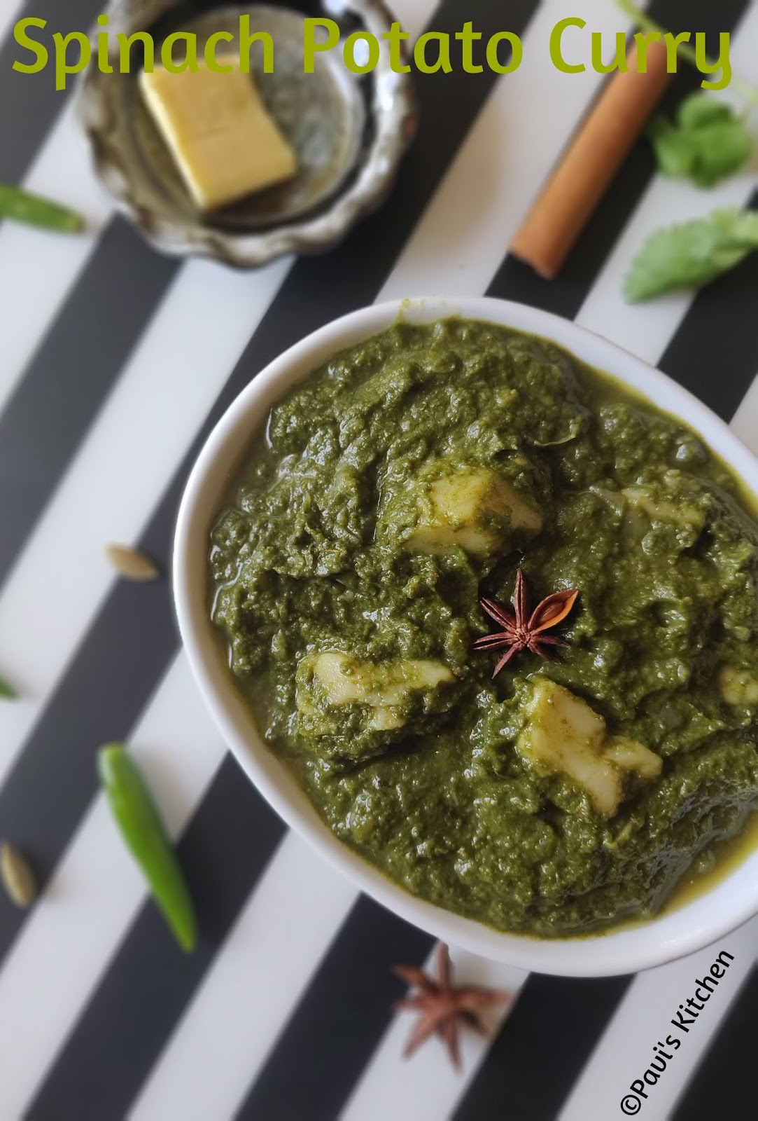 Aloo palak gravy recipe Punjabi Palak aloo gravy Spinach potato