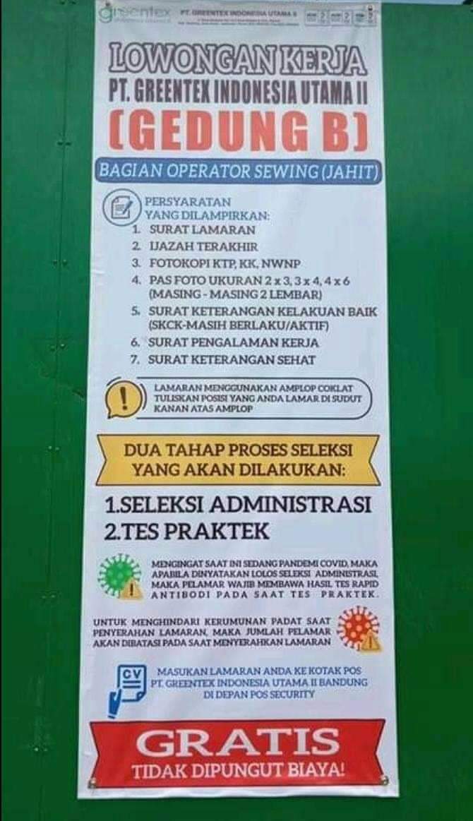 Lowongan Pekerjaan Pt Greentex Indonesia Utama Ii Lowker Lowongan Kerja Bandung 2021 Lowongan Pekerjaan Pt Greentex Indonesia Utama Ii Lowker Lowongan Kerja Bandung 2021