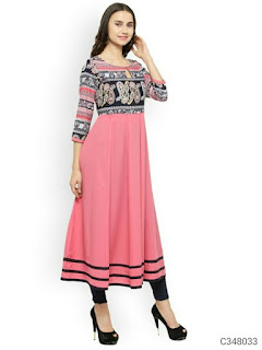 Sleeves Round Neck Festive Kurtis