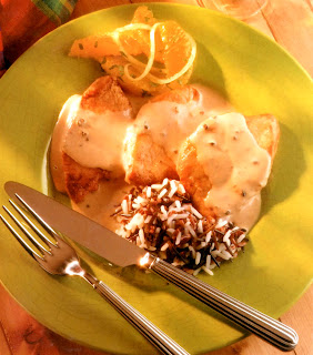 turkey breast slices served in a cream marsala sauce