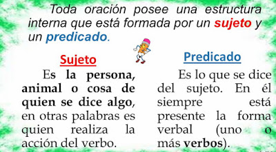 Resultado de imagen de SUJETO Y PREDICADO