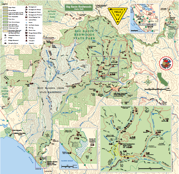 Big Basin Redwoods State Park Map Disaster Tourism Road Trip Park 2; California State Route 236 And Big Basin  Redwoods State Park