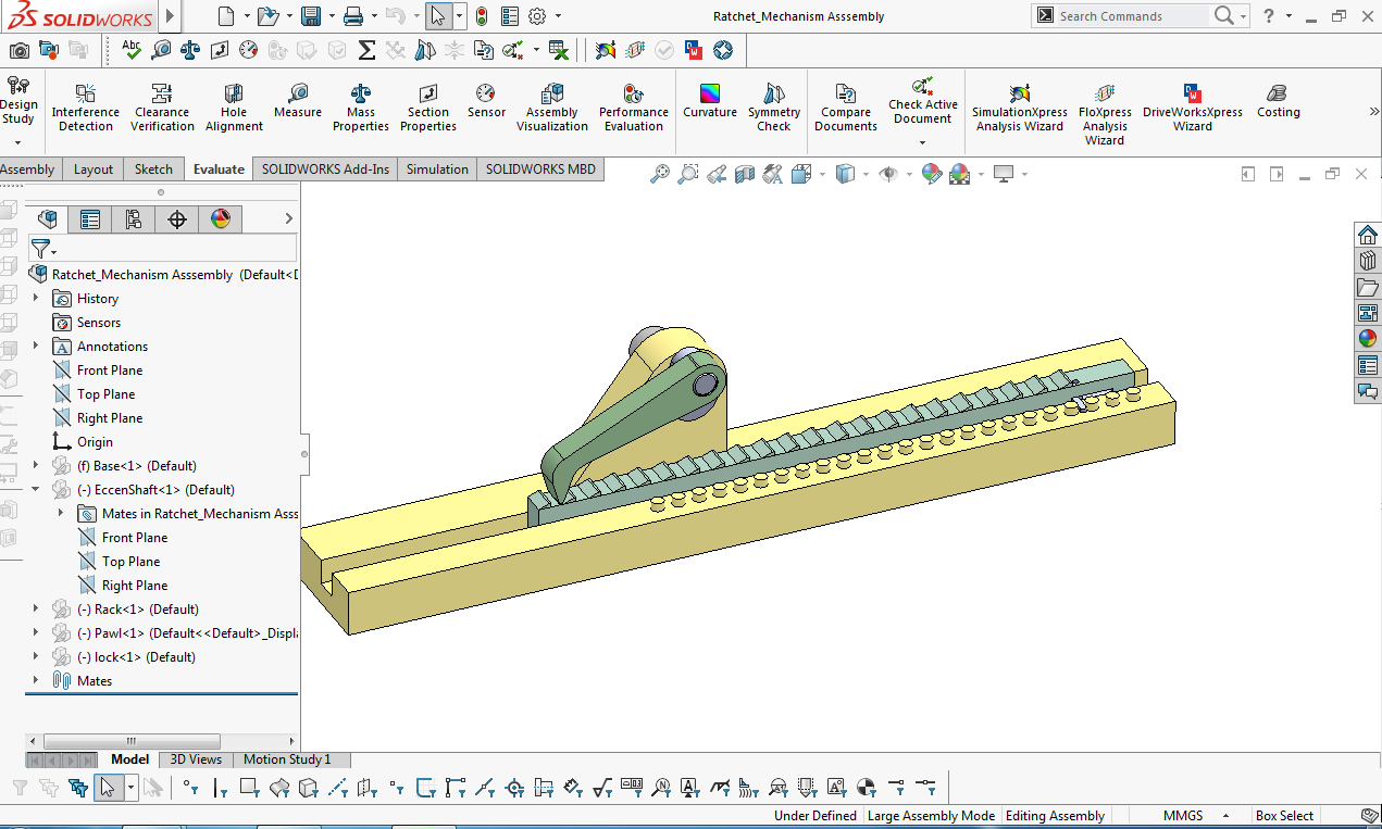 Solidworks Assignment Help Solidworks Motion Study Tutorials Ratchet