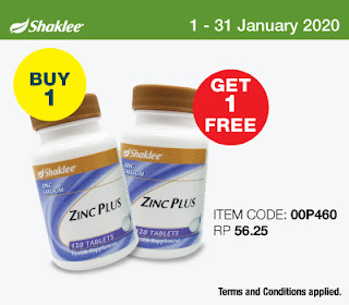 Promosi Januari 2020 Zinc Plus Shaklee Beli 1 Botol Free 1