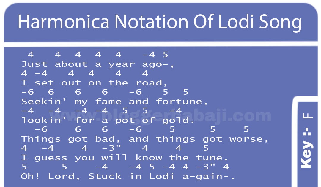 Harmonica Notation Of Lodi Song