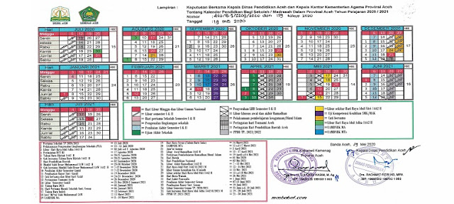 Kalender Pendidikan Provinsi Aceh Tahun Pelajaran KALENDER PENDIDIKAN PROVINSI ACEH TAHUN PELAJARAN 2020/2021