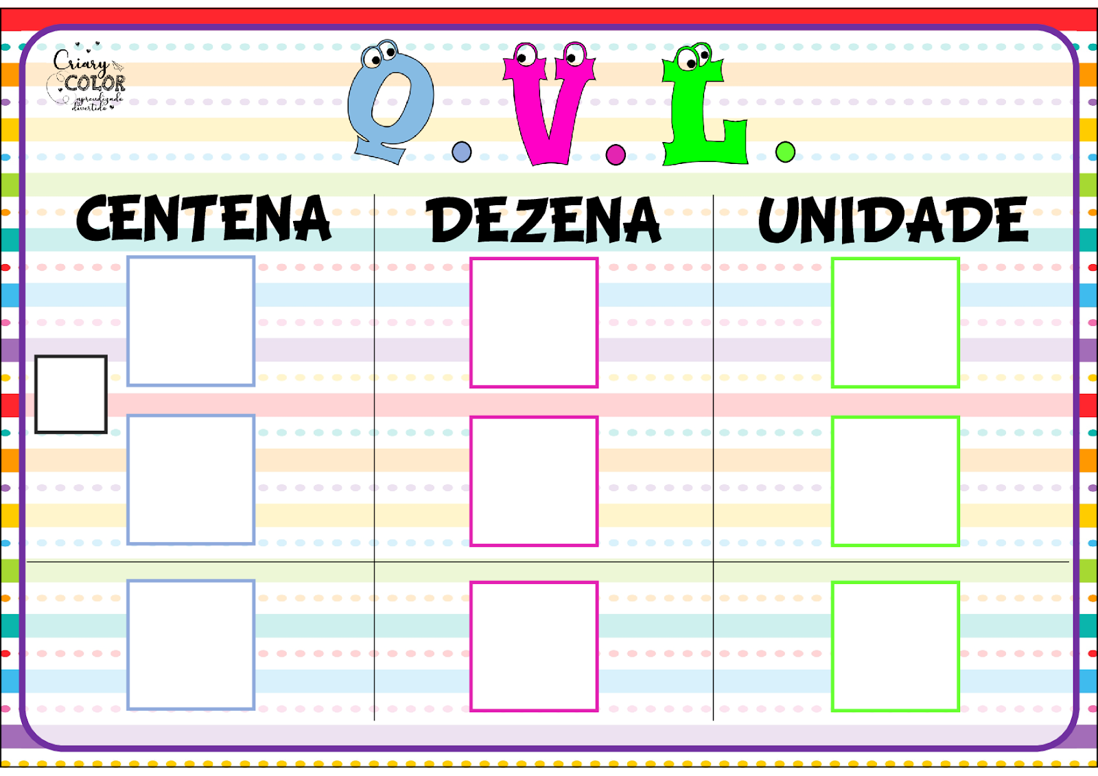 Quadro Valor De Lugar 5 Ano EDULEARN