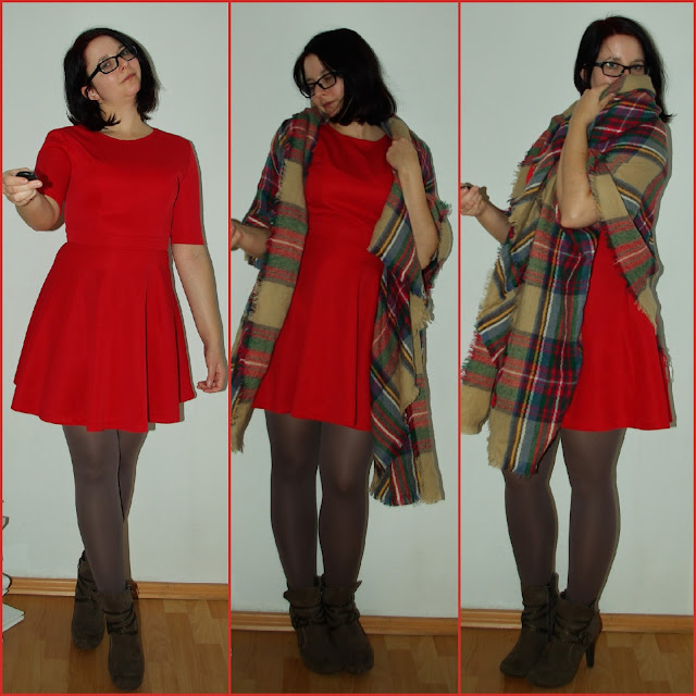 [Fashion] Passion for Plaid Scarves & Red Dresses