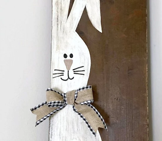 bunny face on reclaimed wood