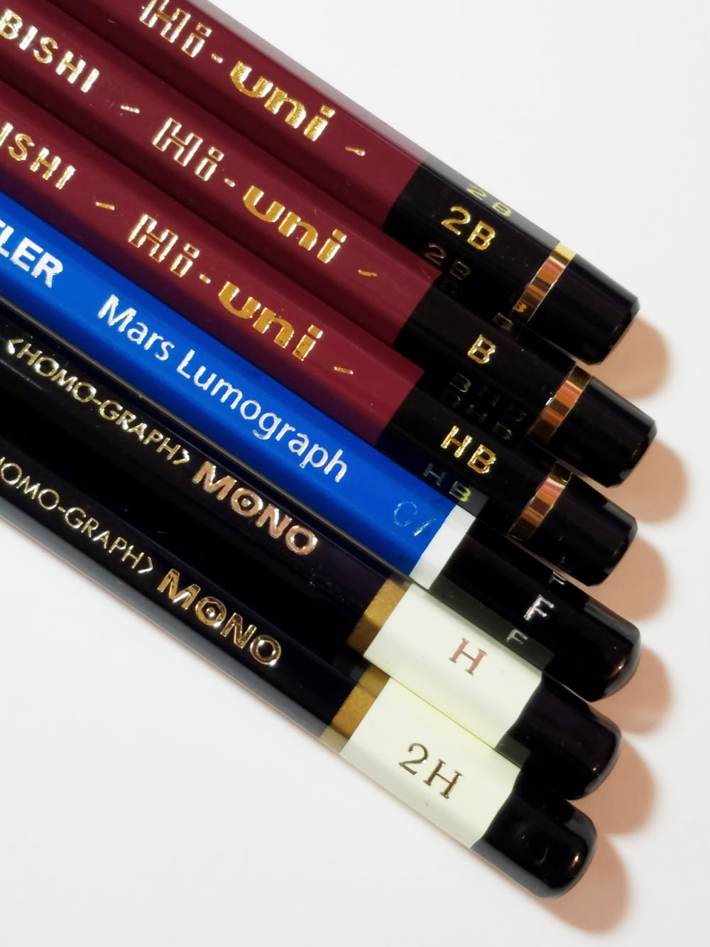 Fueled by Clouds & Coffee Graphite Grade Comparison Four Pencil Brands