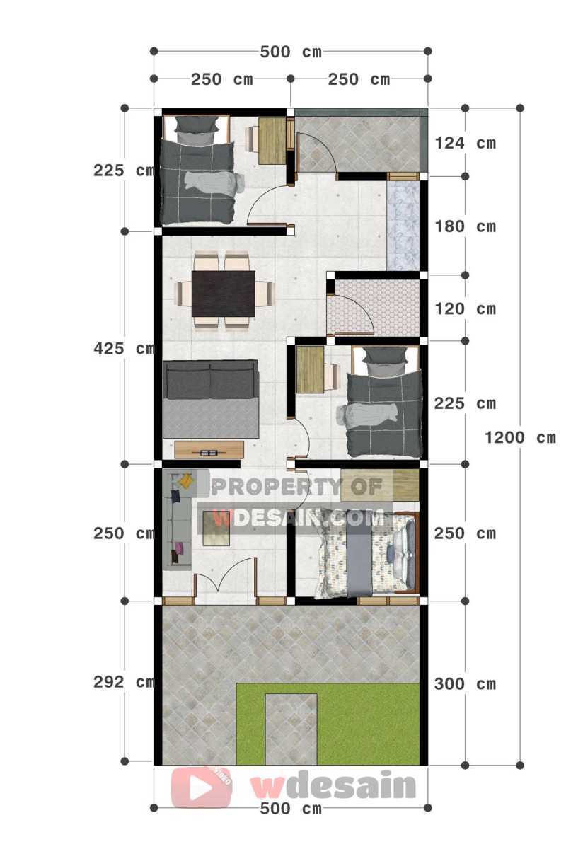 Desain rumah 5x12 3 kamar tidur 1 lantai - DESAIN RUMAH MINIMALIS
