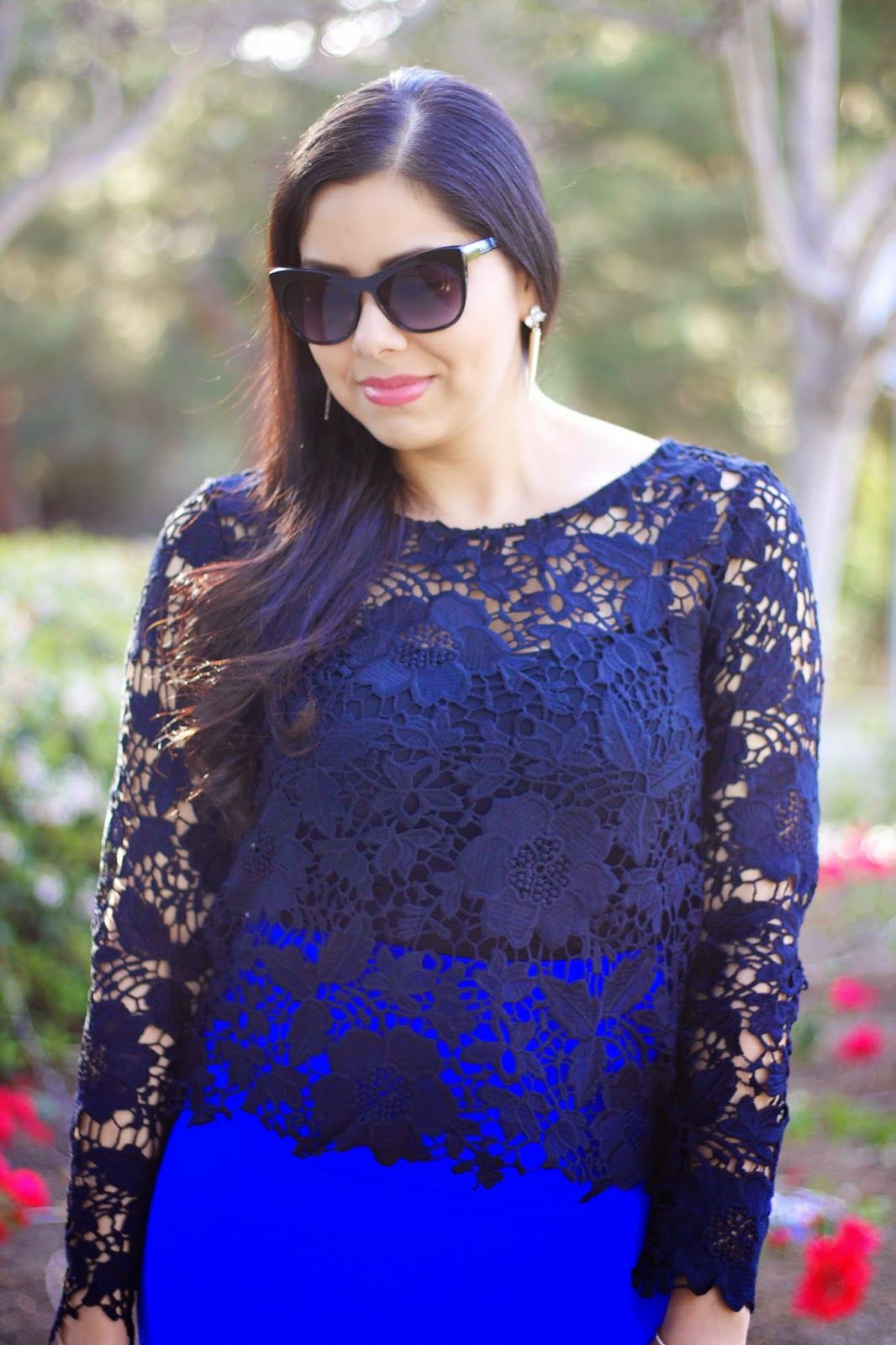 Lil bits of Chic: Jewel Toned blue and black or white and gold, blue and black outfit, how to wear blue and black together, socal fashion