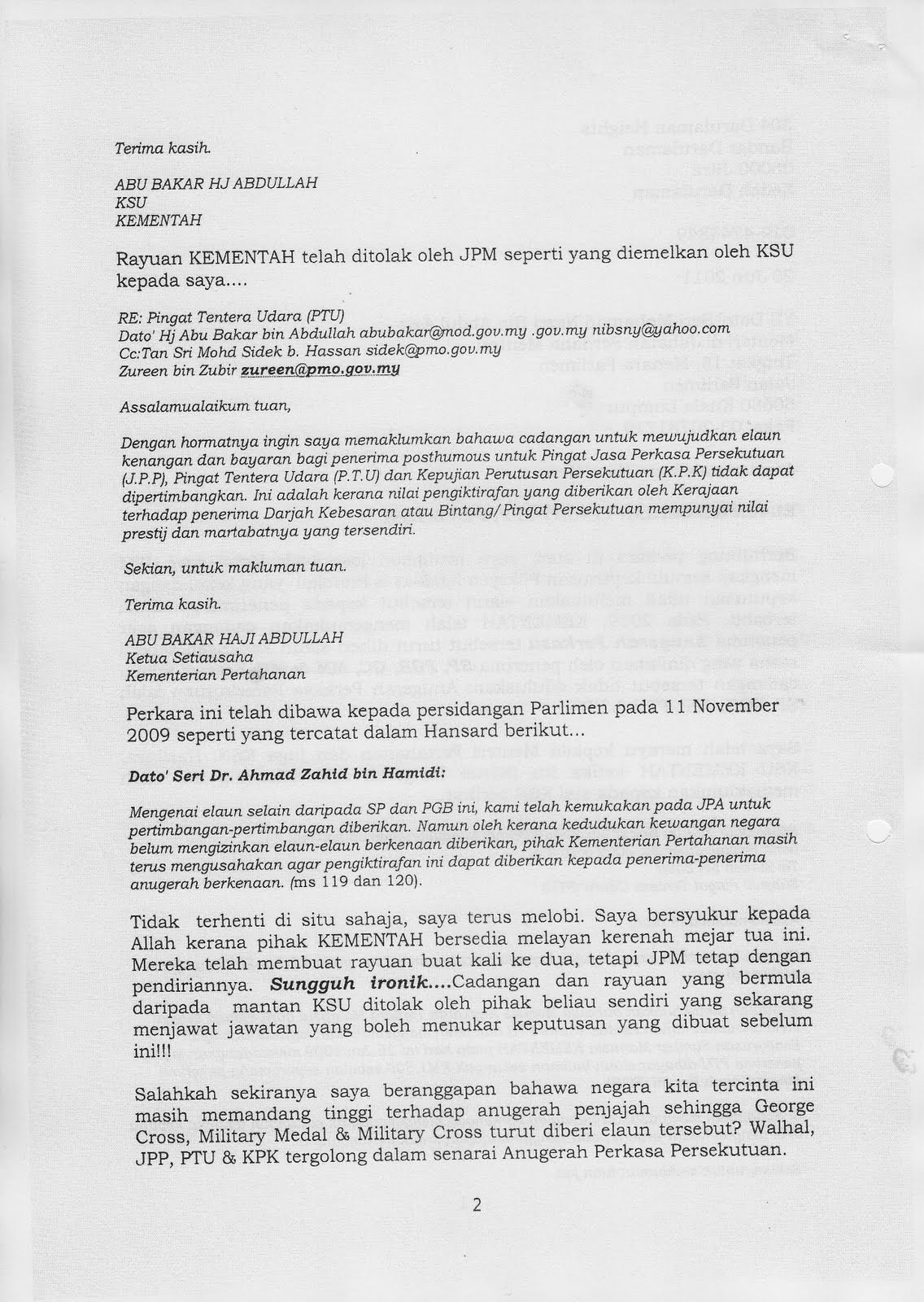 Contoh Surat Rasmi Kepada Perdana Menteri 2011 - Rasmi U