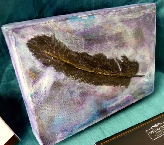 Mixed Media crow feather by Laura Rumble