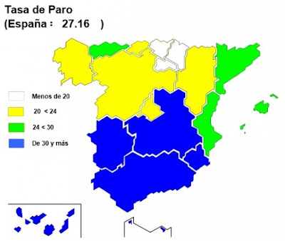 carte du chomage en Espagne.