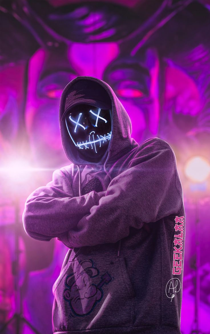 65+ Neon Mask Boy Wallpaper for Homescreen & Lockscreen - Noken