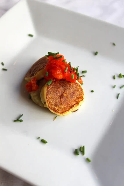 Chef Steve Morris Amuse-Bouche: Eggplant Caviar with Potato Pancakes