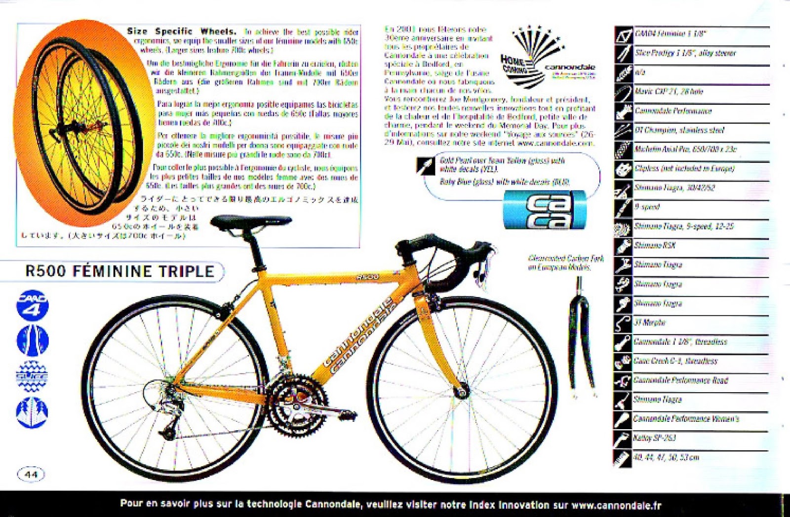 CATALOGUES CANNONDALE CANNONDALE 2001