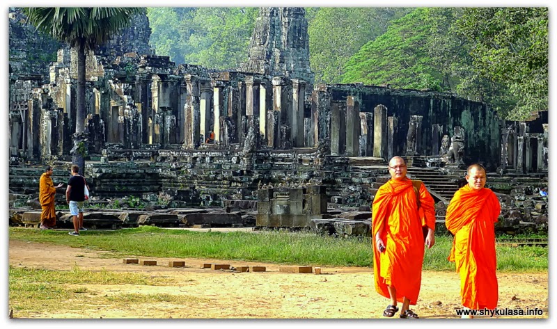 monks at the Bayon monks at the Bayon