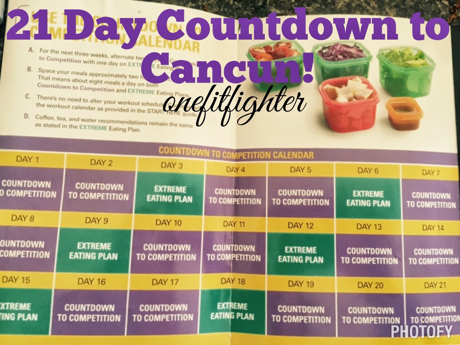 countdown to competition meal plan, prep for vacation meal plan