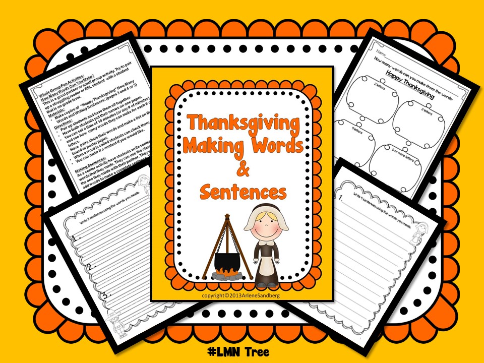 Thanksgiving Making Words And Sentences Classroom Freebies