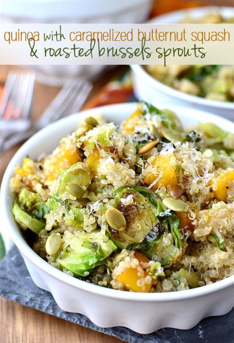 Quinoa with Caramelized Butternut Squash and Roasted Brussels Sprouts ...