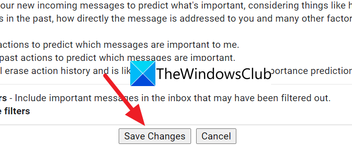 Guardar cambios Configuración de Gmail