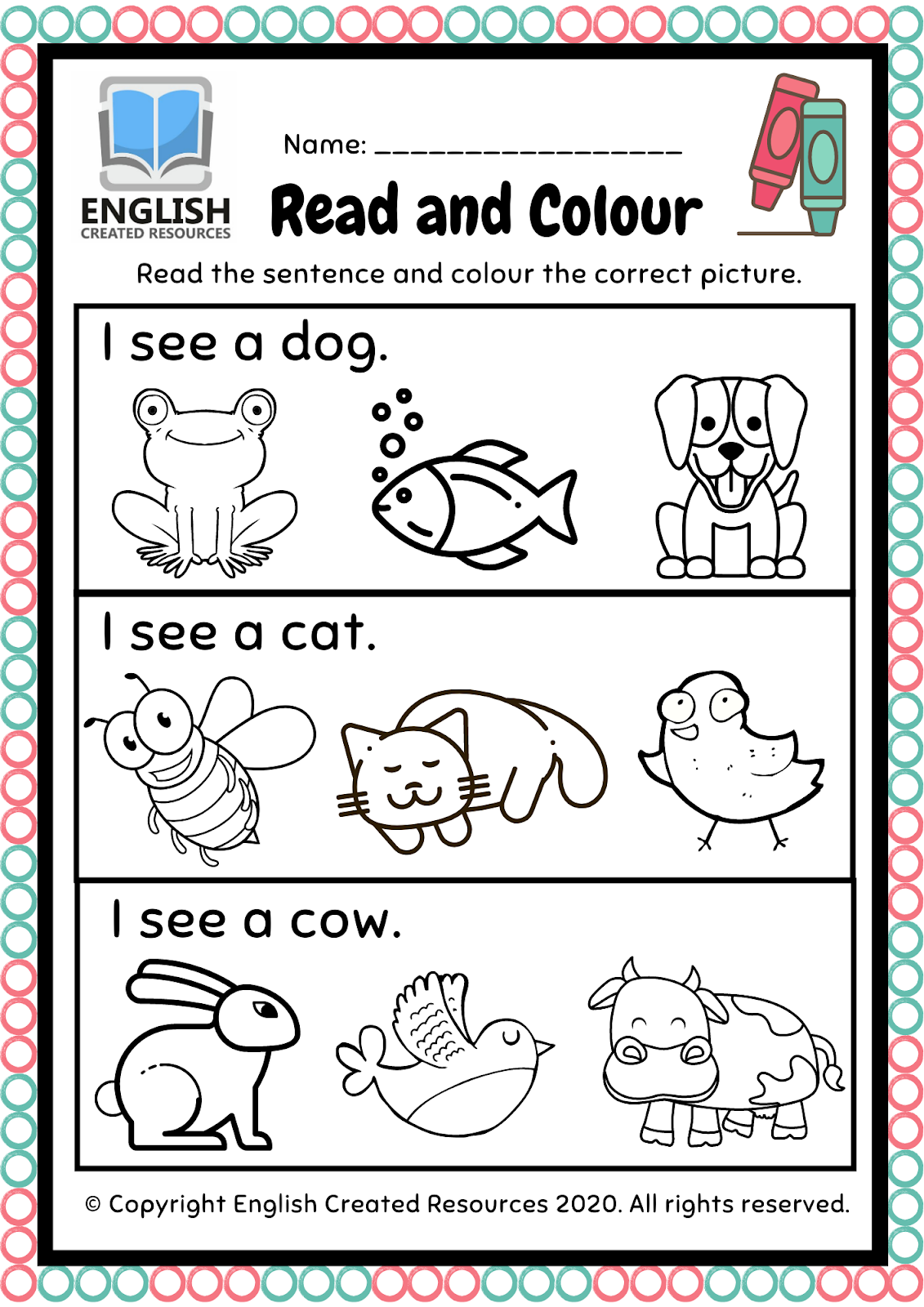 Read And Color Worksheets English Created Resources