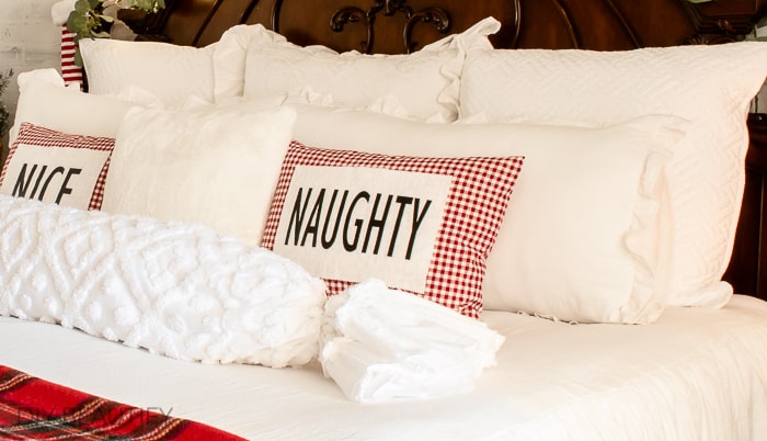 nice and naughty red gingham pillows