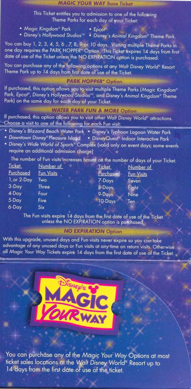 Magic Your Way Ticket Pamphlet Walt Disney World