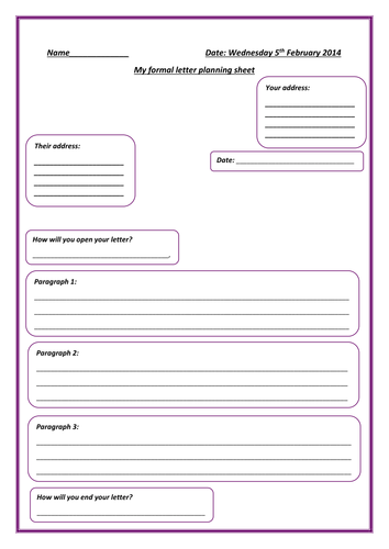 Formal Letter Format Ks2 - Birthday Letter