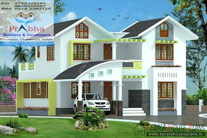 4 bedroom house plans kerala with elevation and floor details