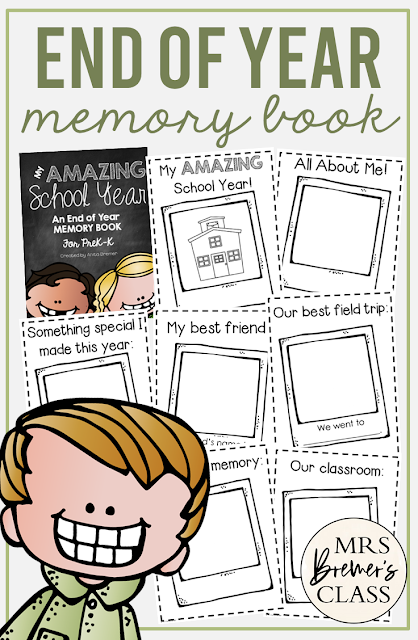 End of School Year Memory Book for PreK and Kindergarten