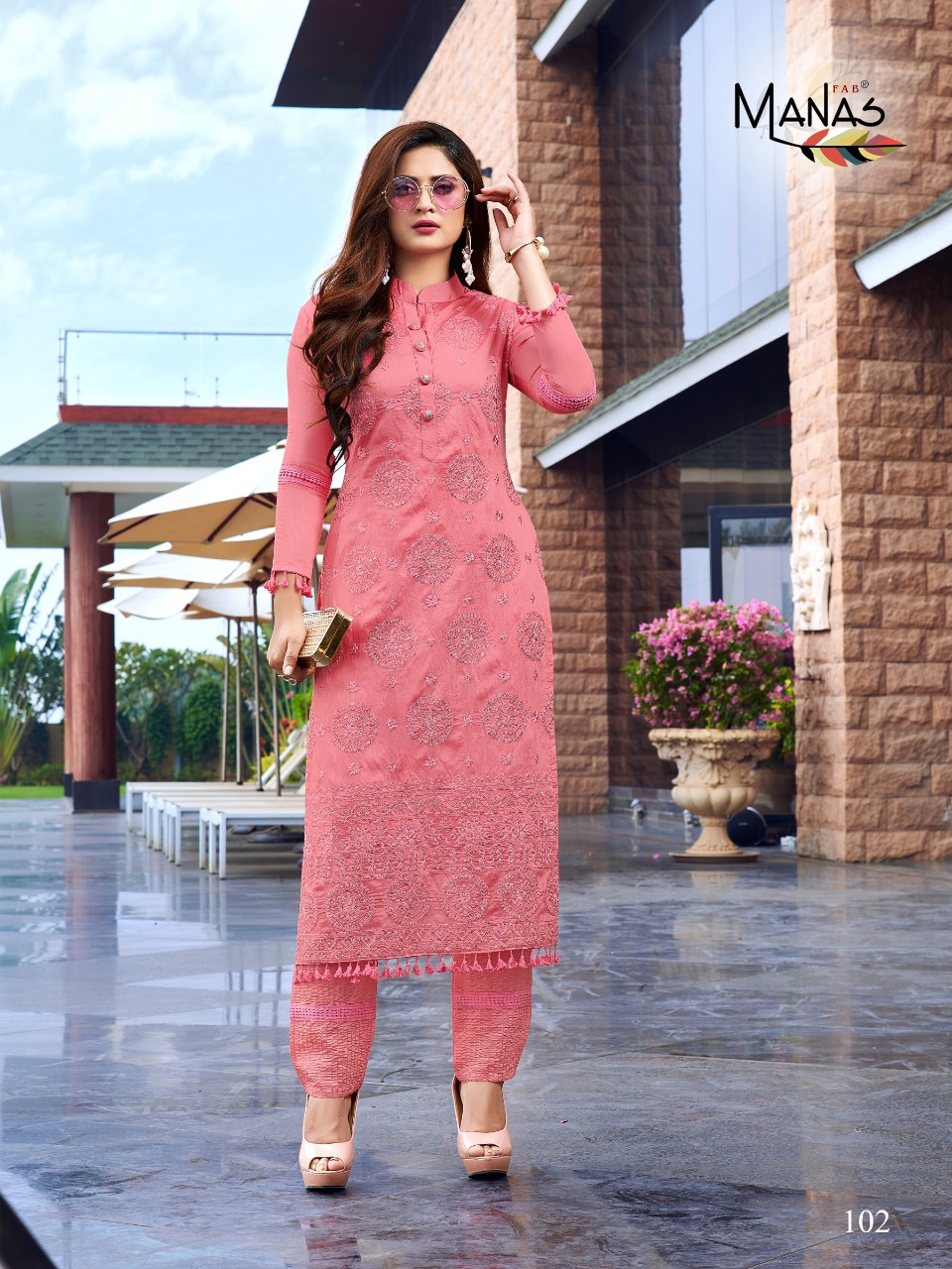 Lucknowi Kurti With Palazzo With Embroidery Work At Lowest Price-as247.edu.vn