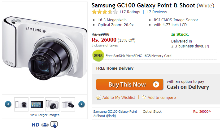 Samsung Galaxy Camera Price Drops to Rs. 26,000