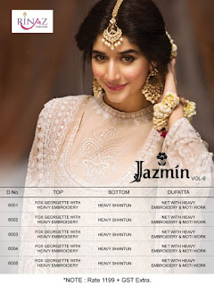 Rinaz Jazmin vol 6 Pakistani Wedding Suits wholesale