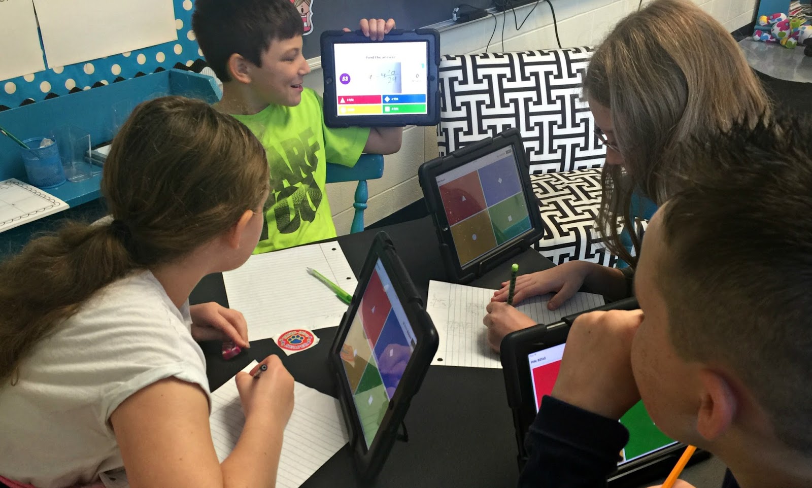 Using Kahoot to introduce a fun, engaging, math center for your classroom is a great way to involve technology into your daily lessons. I explain in this blog post how to have your students create their very own math quiz, using lessons we've just completed.The kids are required to create the questions, correct answer & other answers that could trick their classmates,then they are split into groups to take turns testing their friends! Be sure to grab this freebie! {review, games, math centers,Kahoot }