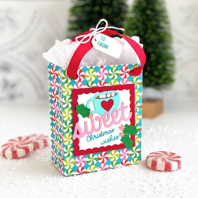 Sunny Studio Stamps: Sweet Treat Gift Bag Sweet Treats House Sweet Word Die Season's Greetings Warm & Cozy Christmas Treat Bag by Leanne West